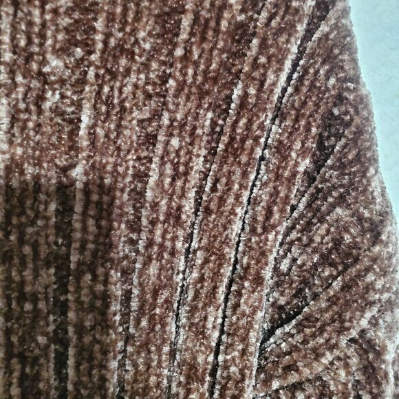 Brown~Velour~Ribbed~Long Sleeved~Half Zipper~Short~Sweater~Pink Rose~Size Medium - Picture 4 of 12